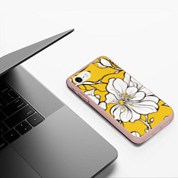 Чехол iPhone 7/8 матовый Японский паттерн цветов, цвет: 3D-светло-розовый — фото 2