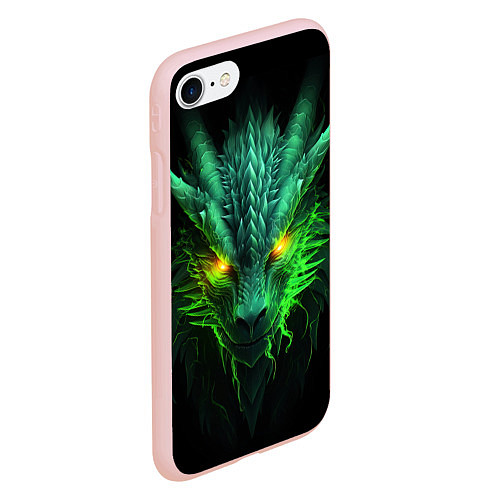 Чехол iPhone 7/8 матовый Светящийся зеленый дракон 2024 / 3D-Светло-розовый – фото 2