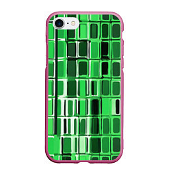 Чехол iPhone 7/8 матовый Зелёные прямоугольники, цвет: 3D-малиновый