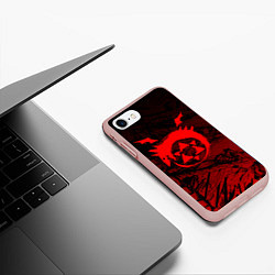 Чехол iPhone 7/8 матовый Красный знак уроборос - Стальной алхимик, цвет: 3D-светло-розовый — фото 2