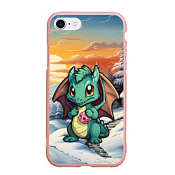 Чехол iPhone 7/8 матовый Милый дракончик зеленый, цвет: 3D-светло-розовый