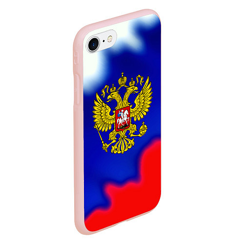 Чехол iPhone 7/8 матовый Герб РФ триколор краски / 3D-Светло-розовый – фото 2