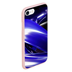 Чехол iPhone 7/8 матовый Blue black abstract, цвет: 3D-светло-розовый — фото 2