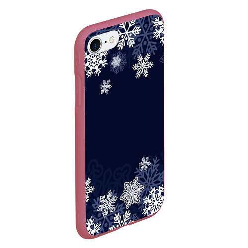 Чехол iPhone 7/8 матовый Воздушные снежинки / 3D-Малиновый – фото 2