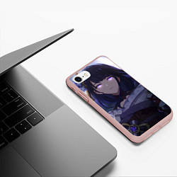 Чехол iPhone 7/8 матовый Genshin Impact Raiden Ei, цвет: 3D-светло-розовый — фото 2