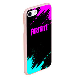 Чехол iPhone 7/8 матовый Fortnite краски неоновые стиль, цвет: 3D-светло-розовый — фото 2