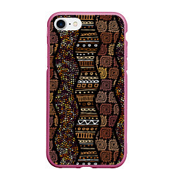 Чехол iPhone 7/8 матовый Волнистый этнический орнамент, цвет: 3D-малиновый