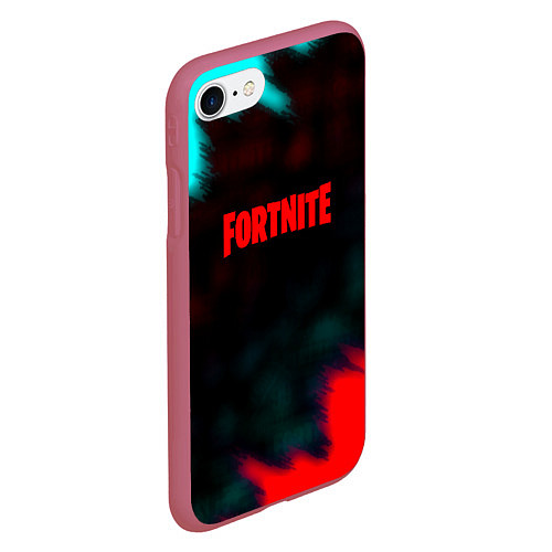 Чехол iPhone 7/8 матовый Fortnite неон эпик / 3D-Малиновый – фото 2