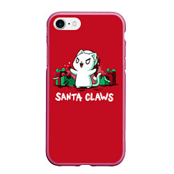 Чехол iPhone 7/8 матовый Santa claws, цвет: 3D-малиновый