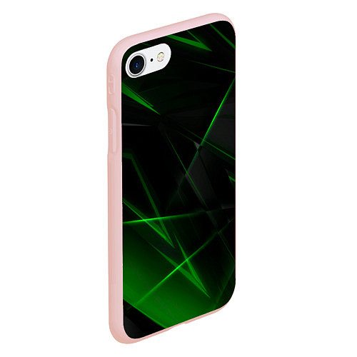 Чехол iPhone 7/8 матовый Зелёные узоры текстура / 3D-Светло-розовый – фото 2