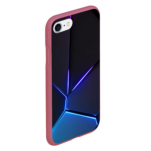 Чехол iPhone 7/8 матовый Пурпурный разлом - абстракция / 3D-Малиновый – фото 2
