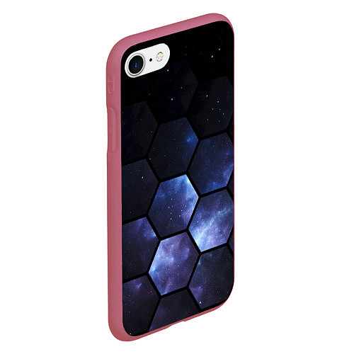 Чехол iPhone 7/8 матовый Космические соты - геометрия / 3D-Малиновый – фото 2