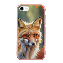 Чехол iPhone 7/8 матовый Портрет лисы с осенними листьями