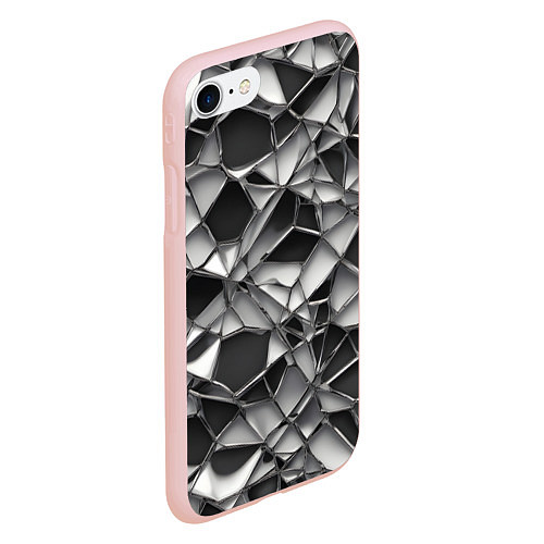 Чехол iPhone 7/8 матовый Чёрно-белая сетка / 3D-Светло-розовый – фото 2