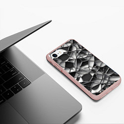 Чехол iPhone 7/8 матовый Чёрно-белая сетка, цвет: 3D-светло-розовый — фото 2