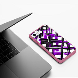 Чехол iPhone 7/8 матовый Фиолетовые и чёрные мазки, цвет: 3D-малиновый — фото 2