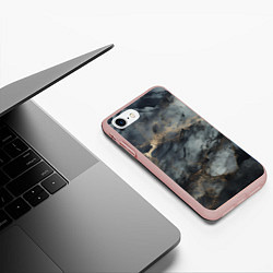 Чехол iPhone 7/8 матовый Темно-серый мрамор, цвет: 3D-светло-розовый — фото 2