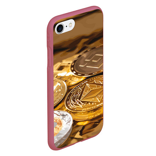 Чехол iPhone 7/8 матовый Виртуальные монеты / 3D-Малиновый – фото 2