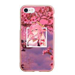 Чехол iPhone 7/8 матовый Яэ Мико жрица, цвет: 3D-светло-розовый