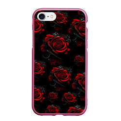 Чехол iPhone 7/8 матовый Красные розы цветы