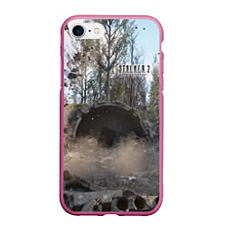 Чехол iPhone 7/8 матовый STALKER 2 тоннель, цвет: 3D-малиновый