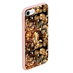 Чехол iPhone 7/8 матовый Пейсли золотые узоры, цвет: 3D-светло-розовый — фото 2