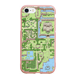 Чехол iPhone 7/8 матовый Zelda: карта, цвет: 3D-светло-розовый