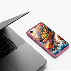 Чехол iPhone 7/8 матовый Dragon tattoo - irezumi, цвет: 3D-малиновый — фото 2