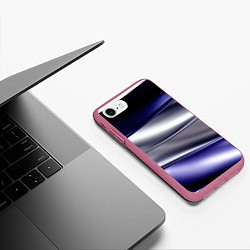 Чехол iPhone 7/8 матовый Белая абстракция на фиолетовом, цвет: 3D-малиновый — фото 2