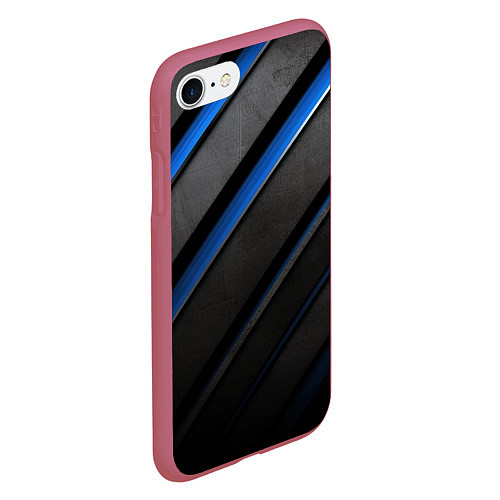 Чехол iPhone 7/8 матовый Black blue lines / 3D-Малиновый – фото 2