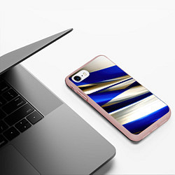 Чехол iPhone 7/8 матовый Blue white abstract, цвет: 3D-светло-розовый — фото 2