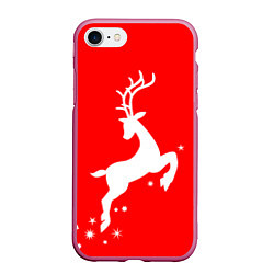 Чехол iPhone 7/8 матовый Рождественский олень Red and white