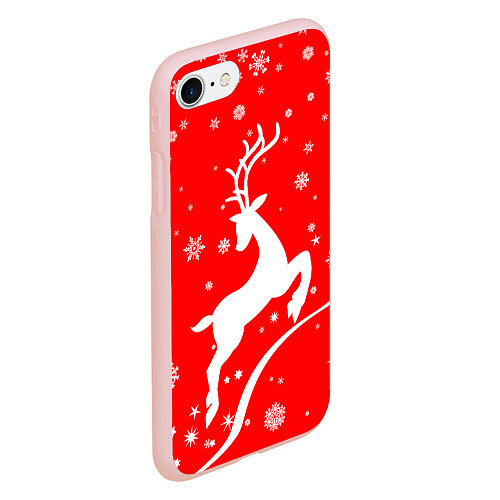 Чехол iPhone 7/8 матовый Christmas deer / 3D-Светло-розовый – фото 2