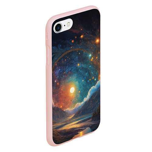 Чехол iPhone 7/8 матовый Абстрактный фантастический пейзаж / 3D-Светло-розовый – фото 2