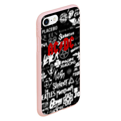 Чехол iPhone 7/8 матовый AC DC all logo band / 3D-Светло-розовый – фото 2
