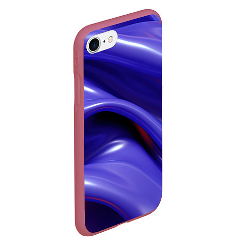 Чехол iPhone 7/8 матовый Фиолетовые абстрактные волны / 3D-Малиновый – фото 2
