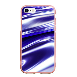 Чехол iPhone 7/8 матовый Белая синяя абстракция волнами, цвет: 3D-светло-розовый