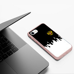 Чехол iPhone 7/8 матовый Герб РФ огонь патриотический стиль, цвет: 3D-светло-розовый — фото 2
