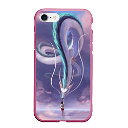 Чехол iPhone 7/8 матовый Унесенные призраками- дракон и девочка, цвет: 3D-малиновый