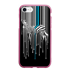 Чехол iPhone 7/8 матовый Штрихкод зебра, цвет: 3D-малиновый