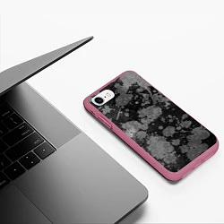 Чехол iPhone 7/8 матовый Абстракция - светлое на темном, цвет: 3D-малиновый — фото 2