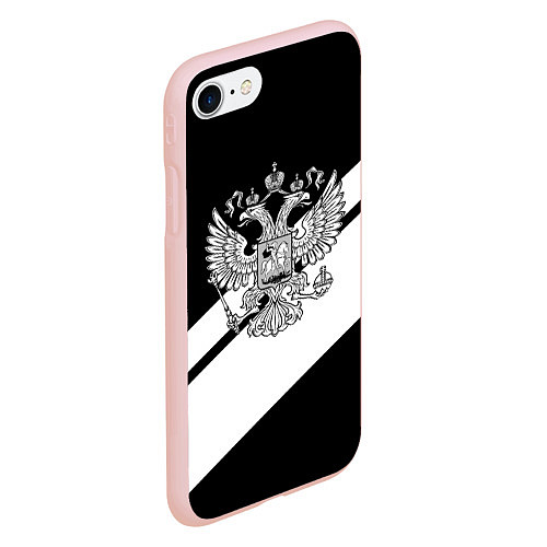 Чехол iPhone 7/8 матовый Россия спорт полосы герб / 3D-Светло-розовый – фото 2