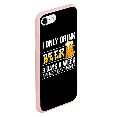 Чехол iPhone 7/8 матовый I only drink beer 3 days a week / 3D-Светло-розовый – фото 2