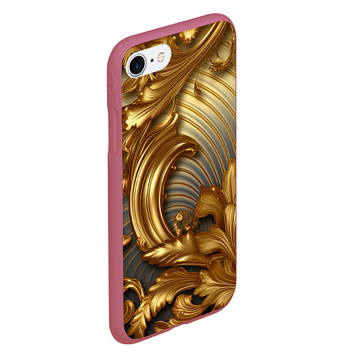 Чехол iPhone 7/8 матовый Золотая текстура и абстракции / 3D-Малиновый – фото 2