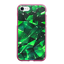 Чехол iPhone 7/8 матовый Зелёное разбитое стекло, цвет: 3D-малиновый