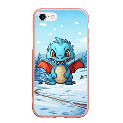Чехол iPhone 7/8 матовый Дракон на зимнем заснеженном фоне