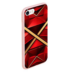 Чехол iPhone 7/8 матовый Золотые ленты на красном фоне, цвет: 3D-светло-розовый — фото 2