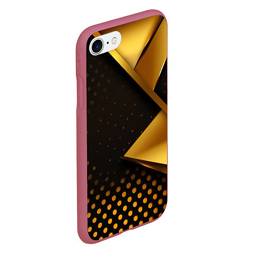 Чехол iPhone 7/8 матовый Золотистая текстура абстракт / 3D-Малиновый – фото 2
