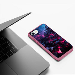 Чехол iPhone 7/8 матовый Фиолетовые кубы в фиолетовом дыме, цвет: 3D-малиновый — фото 2