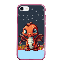 Чехол iPhone 7/8 матовый Рыжий новогодний дракон
